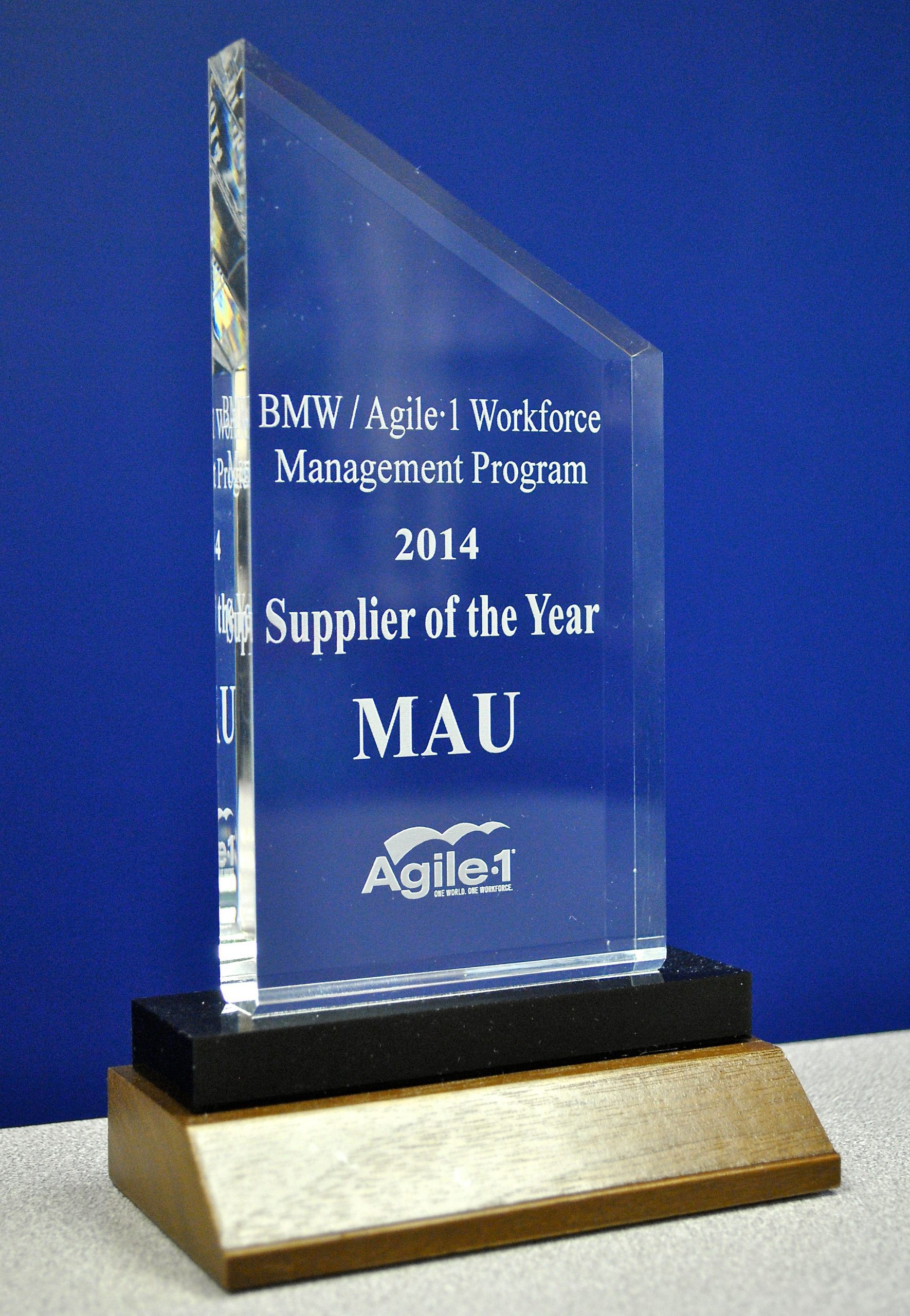 MAU Named Program Supplier of the Year by BMW/Agile-1 Workforce Management Program